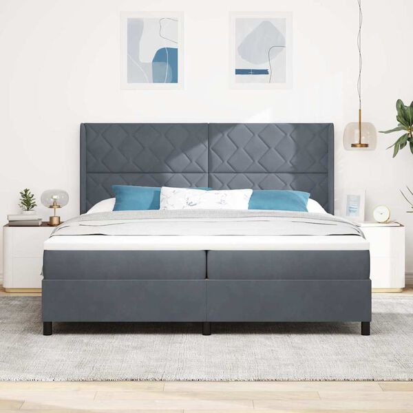 vidaXL Letto a molle con materasso Grigio scuro 200 x 200 cm Velluto