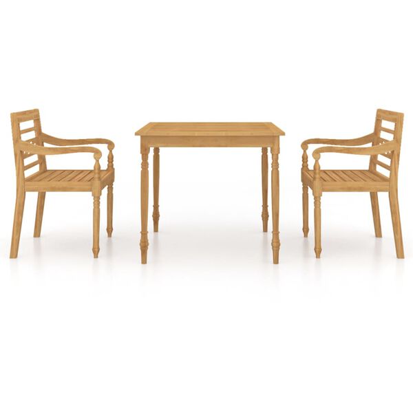 vidaXL Set da Pranzo per Giardino 3 pz Legno Massello di Teak