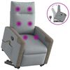 vidaXL Poltrona Alzapersona Massaggi Reclinabile Grigio Chiaro Tessuto