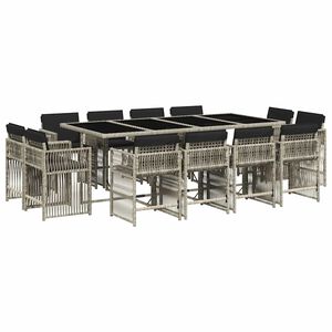 vidaXL Set da Pranzo da Giardino 13pz con Cuscini Grigio in Polyrattan