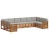 vidaXL Set di divani da esterno 10 pz Grigio Naturale e Chiaro