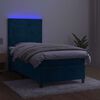 vidaXL Letto a Molle con Materasso e LED Blu Scuro 80x200cm in Velluto