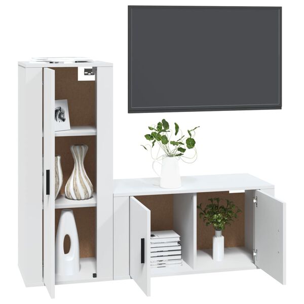 vidaXL Set di Mobili Porta TV 2 pz Bianco in Legno Multistrato