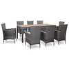 vidaXL Set da Pranzo da Giardino 9 pz con Cuscini in Polyrattan Grigio