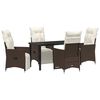 vidaXL Set da Pranzo per Giardino 5 pz Marrone polyrattan