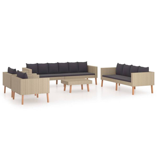vidaXL Set Divani da Giardino 5 pz con Cuscini in Polyrattan Beige
