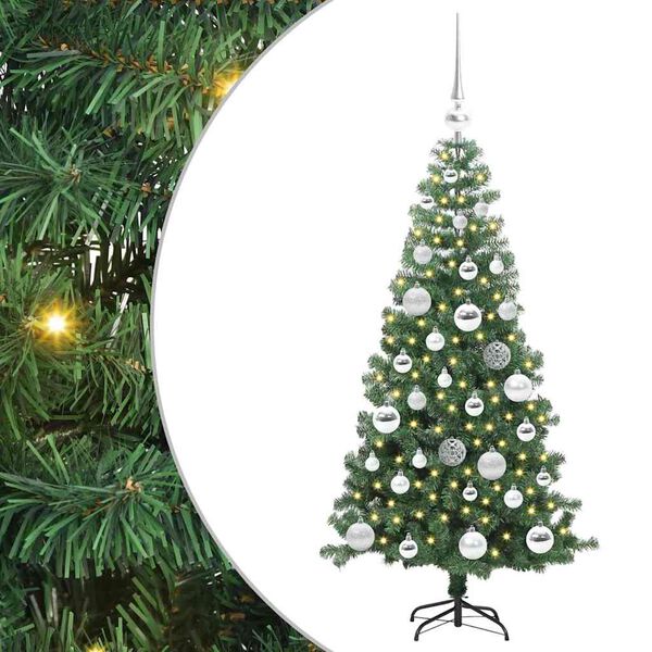vidaXL Albero di Natale con 150 LED con supporto Verde 120 cm PVC