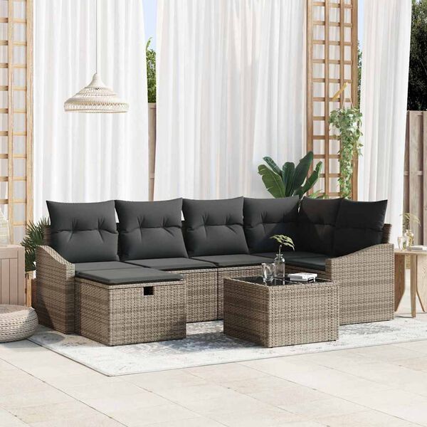 vidaXL Set di divani con cuscino 7 pcs polyrattan