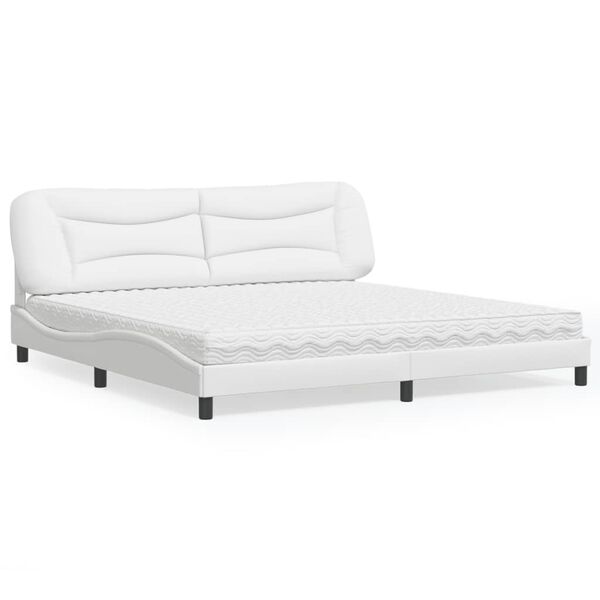 vidaXL Letto con Materasso Hvar Bianco 200x200cm in Similpelle