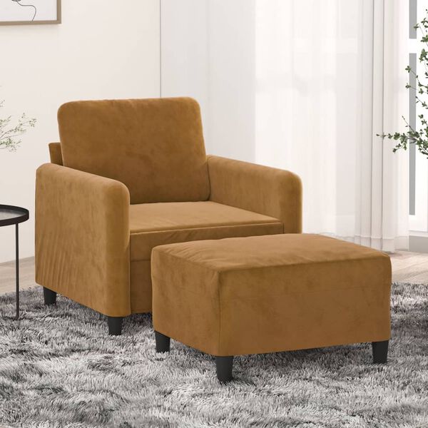 vidaXL Poltrona con Poggiapiedi Marrone 60 cm in Velluto