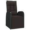 vidaXL Sedia Reclinabile da Giardino con Cuscini Nera in Polyrattan