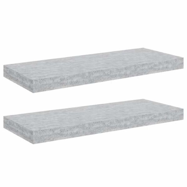 vidaXL Scaffali a Parete 2 pz Grigio Cemento 60x23,5x3,8 cm in MDF