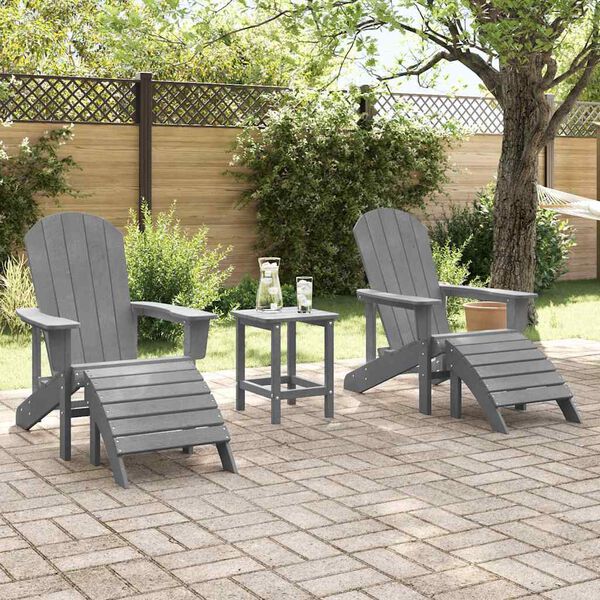 vidaXL Sedia da Giardino 3 pcs Grigio chiaro Polietilene
