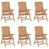 vidaXL Sedie Reclinabili da Giardino con Cuscini 6 pz Massello di Teak
