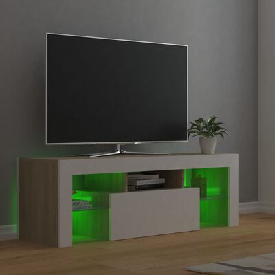 vidaXL Mobile Porta TV con Luci LED Bianco e Rovere Sonoma 120x35x40cm