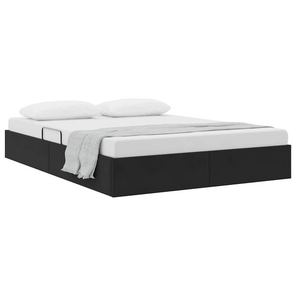 vidaXL Letto con Contenitore con testiera Nero 135 x 190 cm Velluto