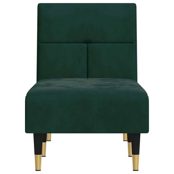 vidaXL Chaise Longue in Velluto Verde Scuro