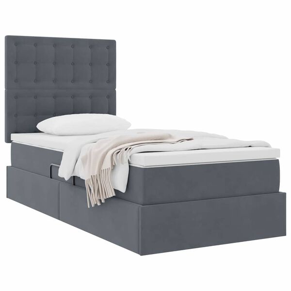 vidaXL Letto con contenitore e materasso Grigio scuro 100 x 200 cm