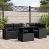 vidaXL Set Divano da Giardino 6 pz con Cuscini Nero in Polyrattan
