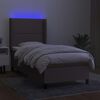 vidaXL Letto a Molle con Materasso e LED Tortora 90x200 cm in Tessuto