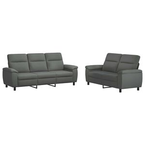 vidaXL Set di divani 2 pcs Grigio Scuro Tessuto