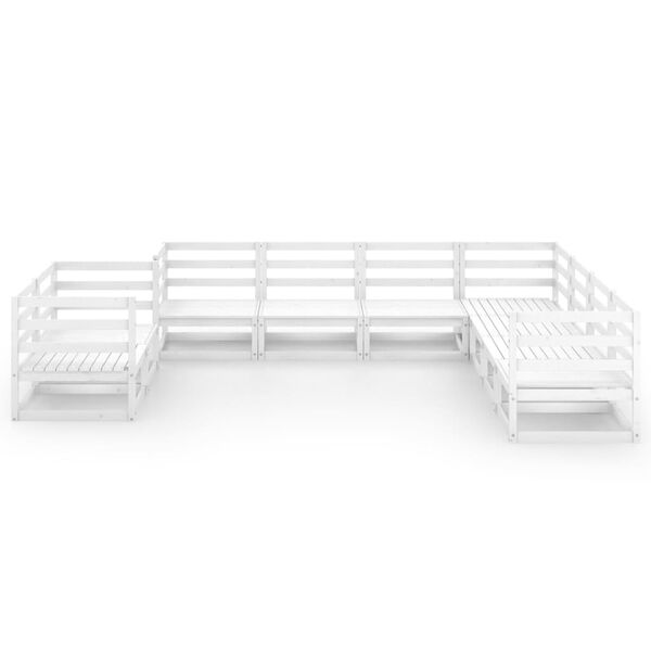 vidaXL Set Divani da Giardino 9 pz Bianco in Legno Massello di Pino