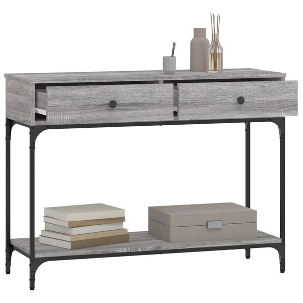 vidaXL Tavolino Consolle Grigio Sonoma 100x34,5x75cm Legno Multistrato