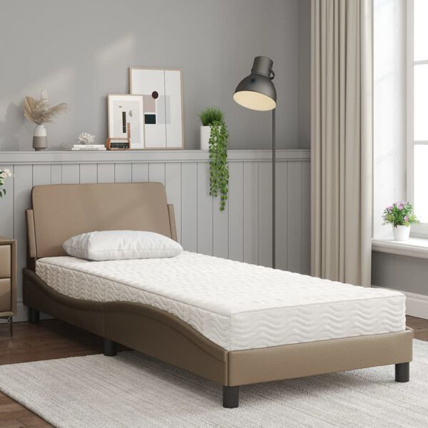 vidaXL Letto con Materasso Dover Cappuccino 90x200 cm in Similpelle