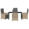 vidaXL Set da Pranzo per Giardino con cuscino 5 pcs Beige polyrattan