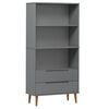 vidaXL Libreria MOLDE Grigia 85x35x170,5 cm in Legno Massello di Pino