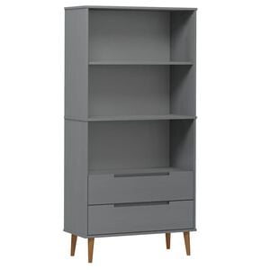 vidaXL Libreria MOLDE Grigia 85x35x170,5 cm in Legno Massello di Pino