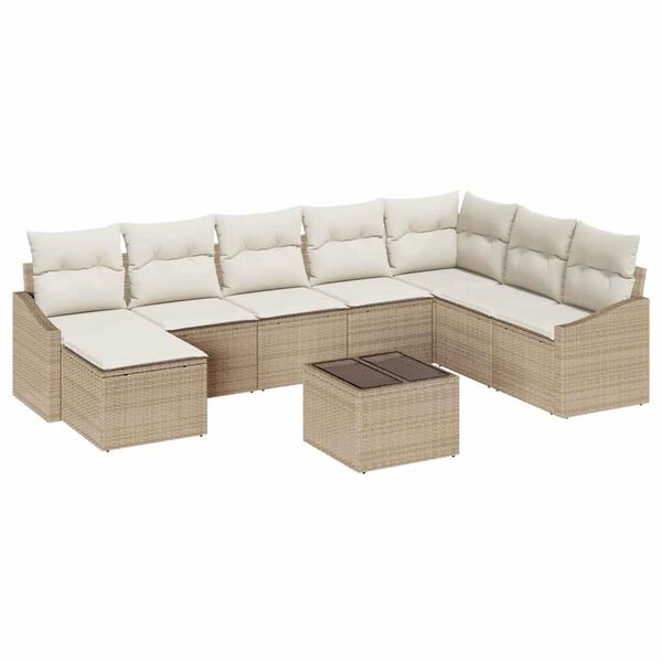 vidaXL Set Divano da Giardino 8 pcs Beige e Crema polyrattan