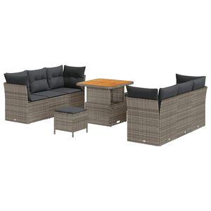 vidaXL Set Divano da Giardino 9 pcs Grigio polyrattan