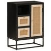 vidaXL Credenza Nera 55x30x76 cm in Legno Massello di Mango e Ferro