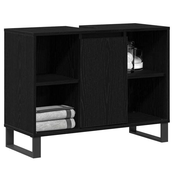 vidaXL Mobile da Bagno Nero 80 x 33 x 60 cm Legno multistrato