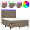 vidaXL Letto a Molle con Materasso e LED Tortora 140x200 cm in Tessuto
