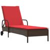 vidaXL Lettino prendisole con ruote e Cuscino in Polyrattan Marrone