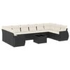 vidaXL Set Divani da Giardino 11 pz con Cuscini in Polyrattan Nero