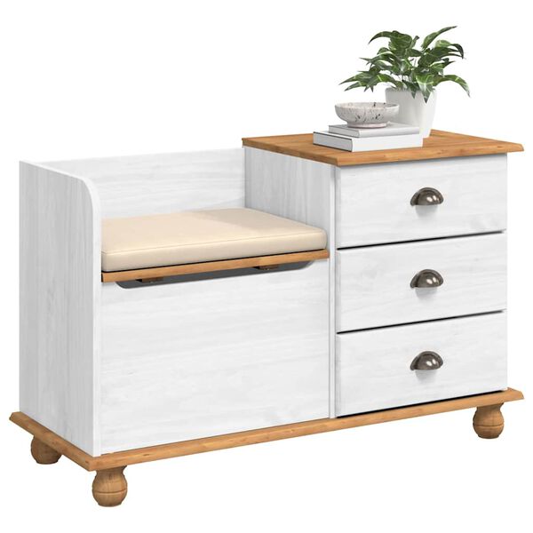 vidaXL Panchina con contenitore ASKIM Bianco 100 x 39 x 62 cm