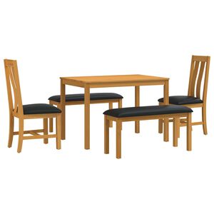 vidaXL Set da pranzo 5 pz Nero Legno di Quercia Massello