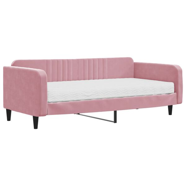 vidaXL Divano Letto con Materasso Rosa 100x200 cm in Velluto