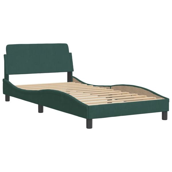 vidaXL Letto con Materasso Verde Scuro 100x200 cm in Velluto