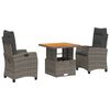 vidaXL Set da Pranzo da Giardino 3 pz con Cuscini in Polyrattan Grigio