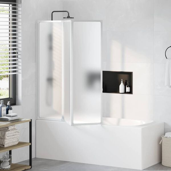 vidaXL Schermo da Bagno Glassato 132 x 140 cm Alluminio & Pannello PP