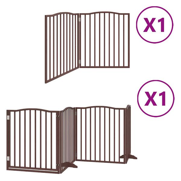 vidaXL Cancello Cani Porta Pieghevole Marrone 6 Pannelli 480cm Pioppo