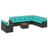 vidaXL Set Divani da Giardino 11 pz con Cuscini Nero in Polyrattan