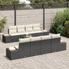 vidaXL Set Divano da Giardino con cuscino 9 pcs Nero Poly Rattan