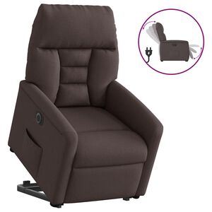 vidaXL Poltrona Alzapersona Reclinante Elettrica Marrone Scuro Tessuto