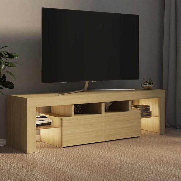 vidaXL Mobile Porta TV con Luci LED Rovere Sonoma 140x36,5x40 cm