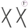 vidaXL Gambe per tavolo da pranzo a forma di X 2 pz Antracite 90x(72-73) cm Acciaio